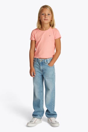 T-shirt zalm rib gebreid