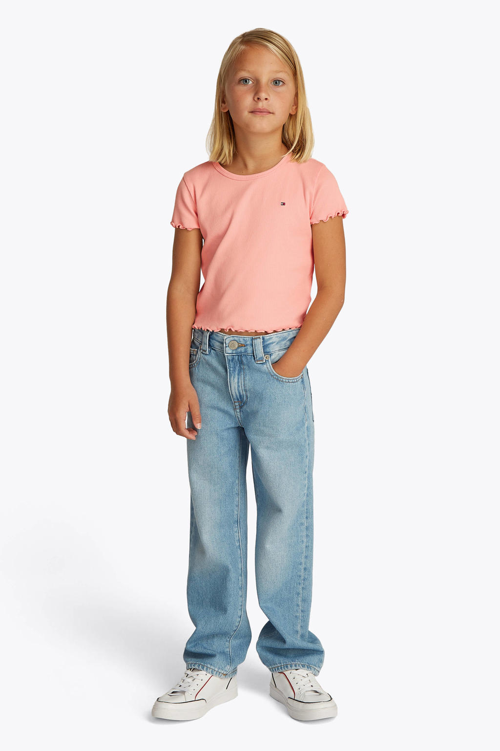Tommy Hilfiger T-shirt zalm rib gebreid
