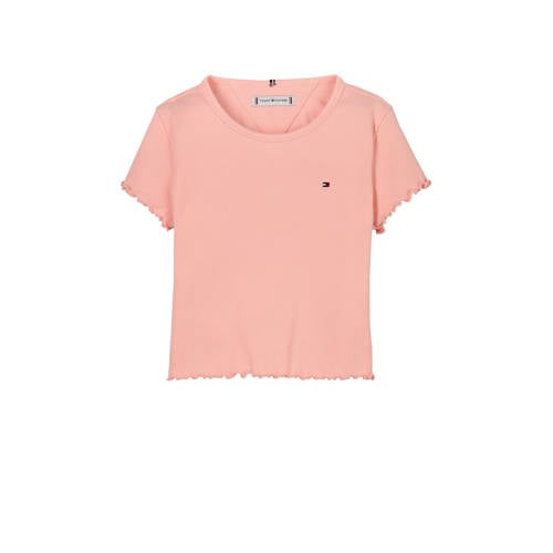 Tommy Hilfiger T-shirt zalm rib gebreid afbeelding