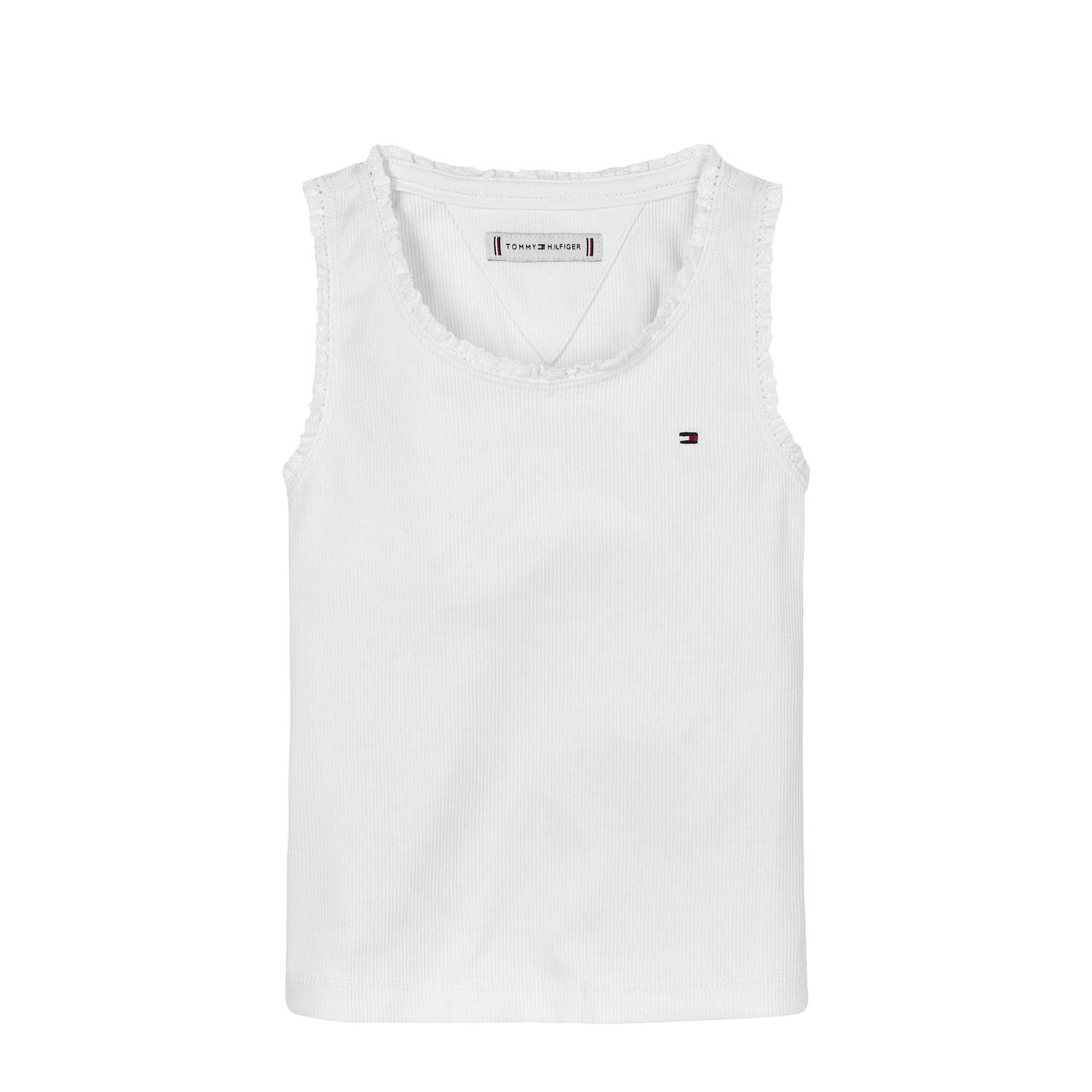 Tommy Hilfiger Tanktop ESSENTIAL RIB LACE TANK TOP met kant met logo-borduursel
