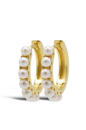 gold plated oorbellen Pretty Pearls 14MM