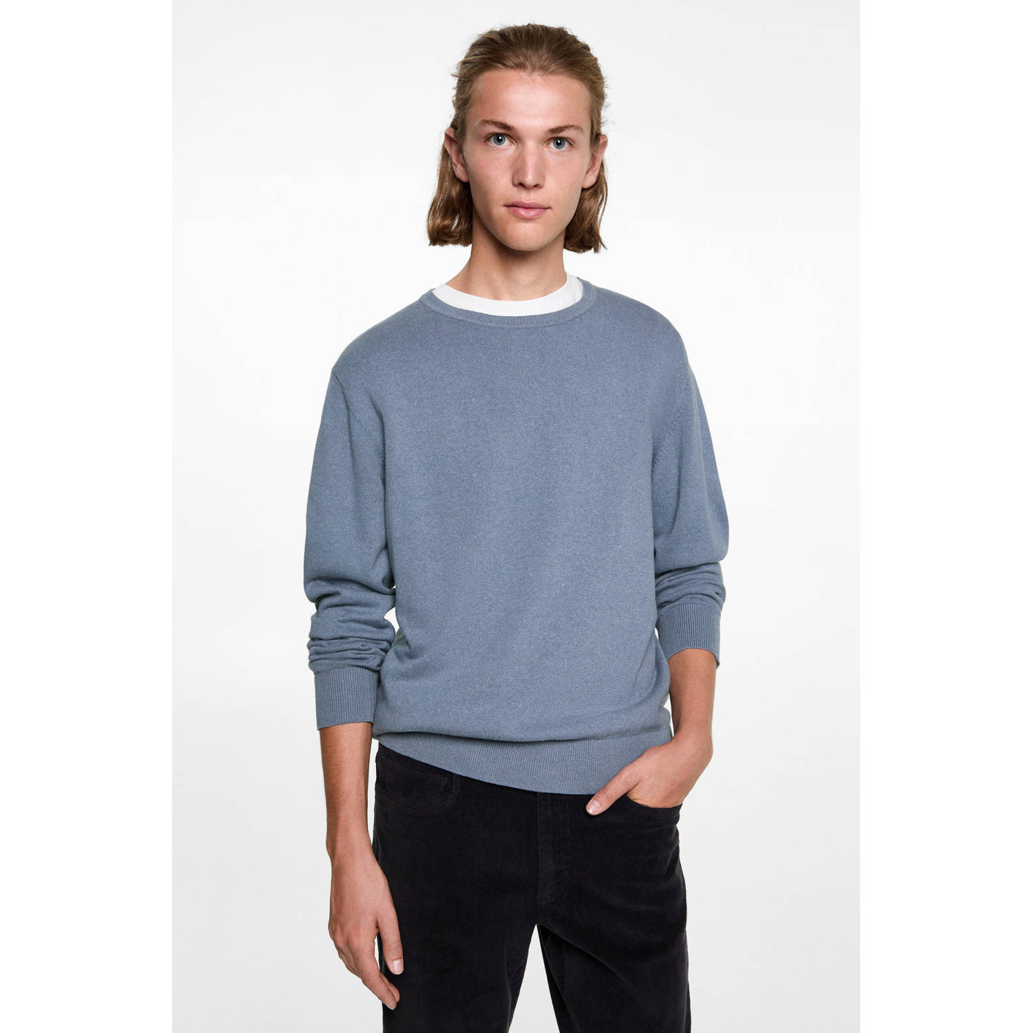 MANGO TEEN pullover blauw fijn gebreid