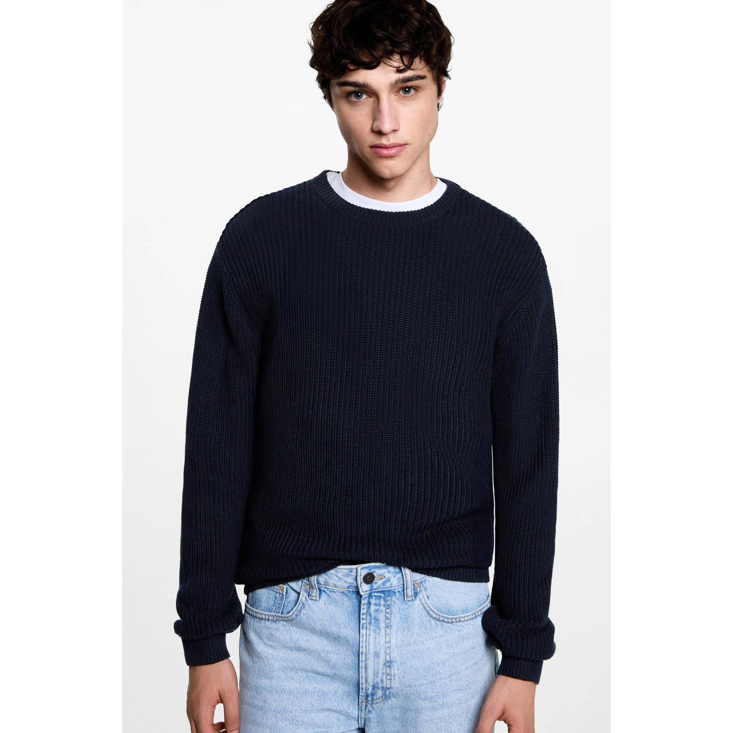 MANGO TEEN pullover donkerblauw gebreid