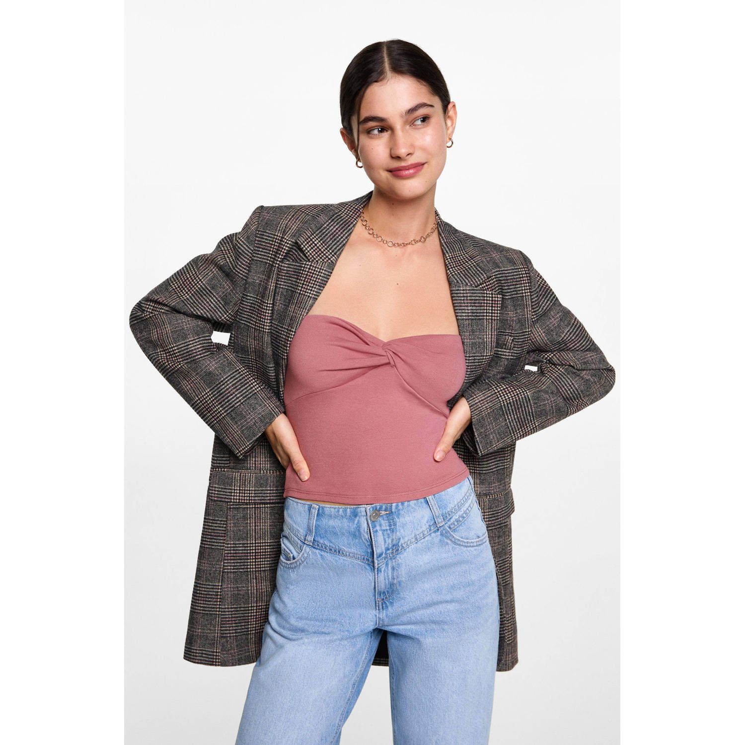 MANGO TEEN strapless top roze
