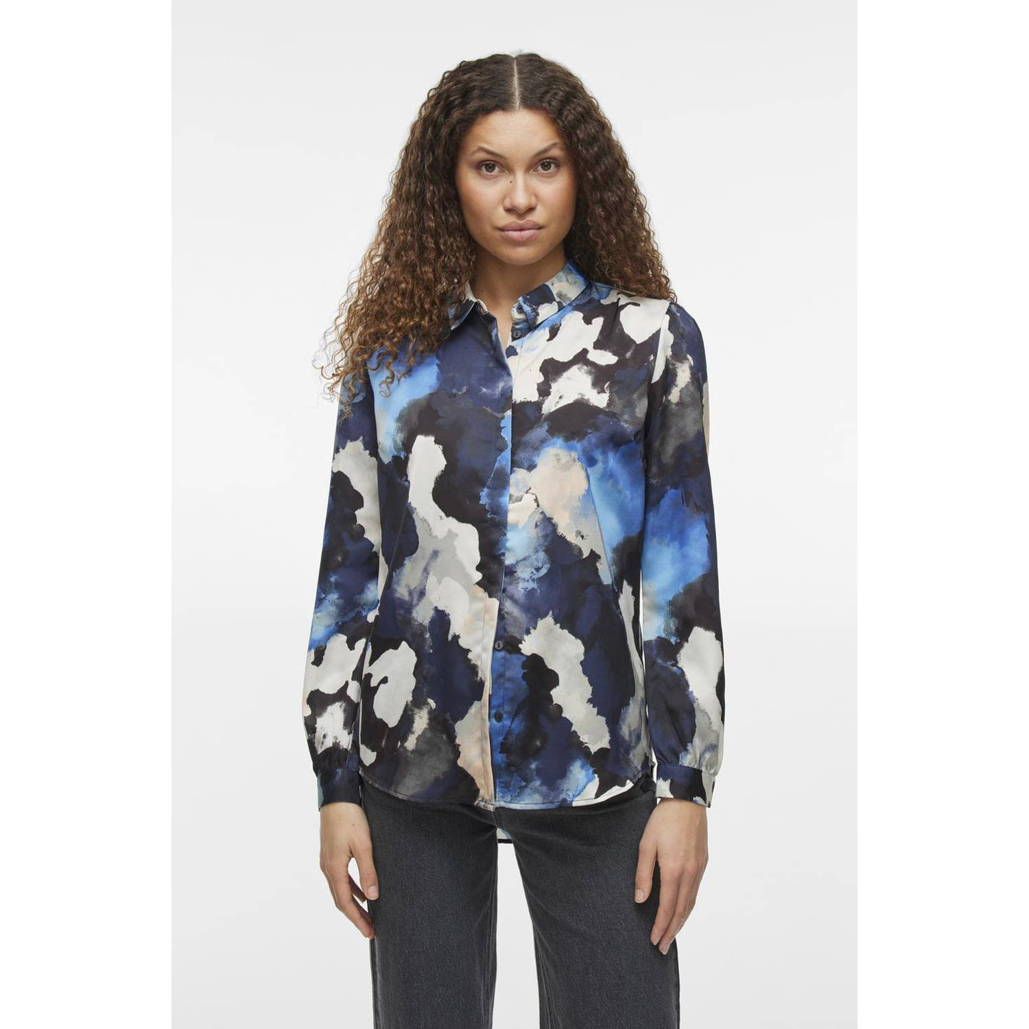 VILA blouse VIELLETTE marine blauw