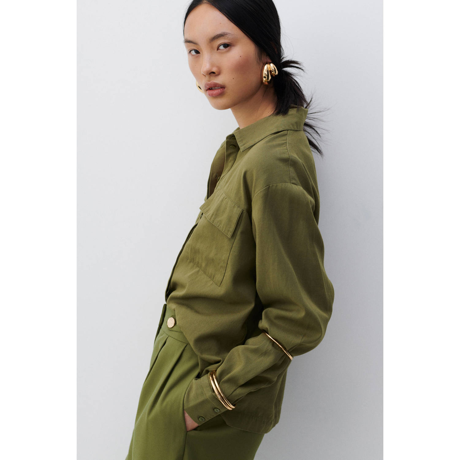 VILA blouse olijfgroen