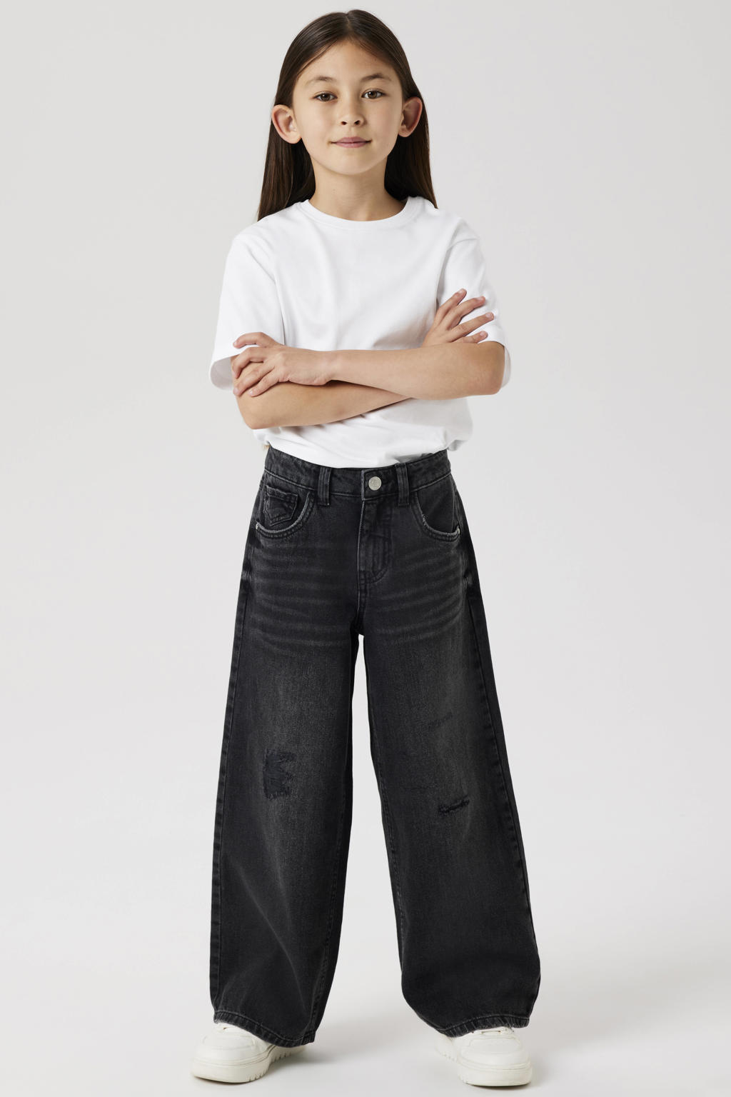 NAME IT KIDS wide leg jeans NKFROSE black denim