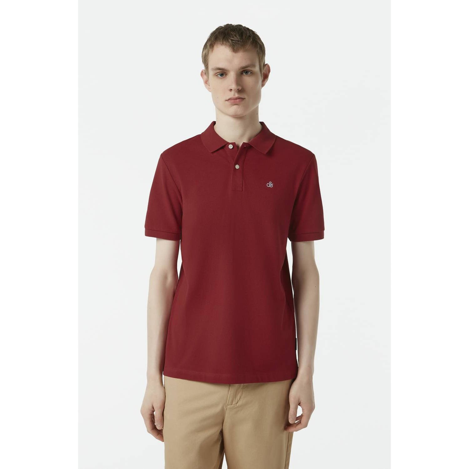 Scotch & Soda Kern Katoen Piqué Regular Polo Red Heren