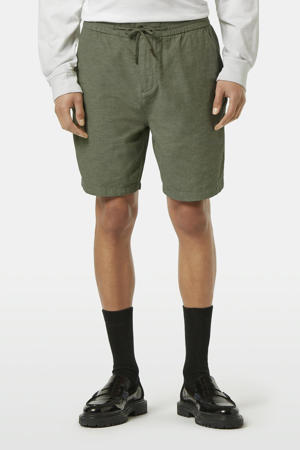 linnen regular bermuda short olijfgroen