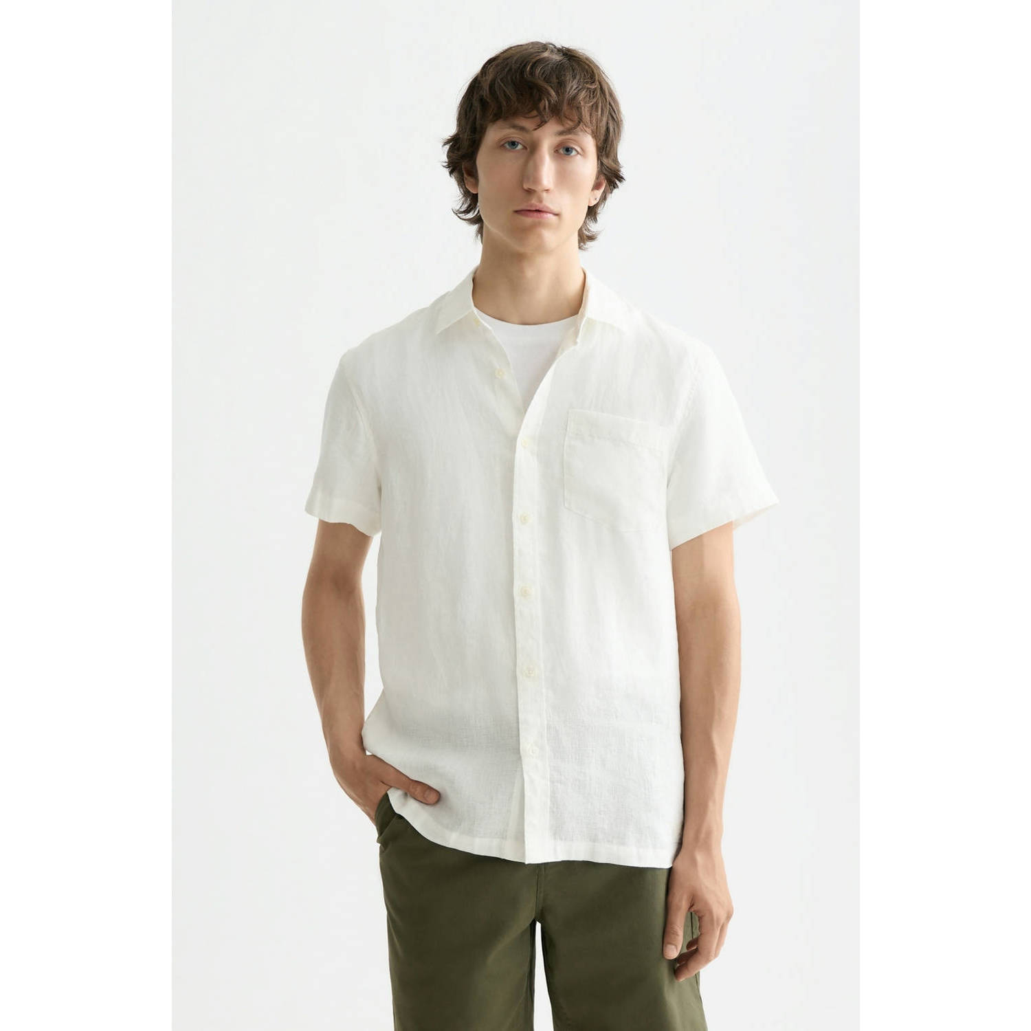 Scotch & Soda linnen casual overhemd wit