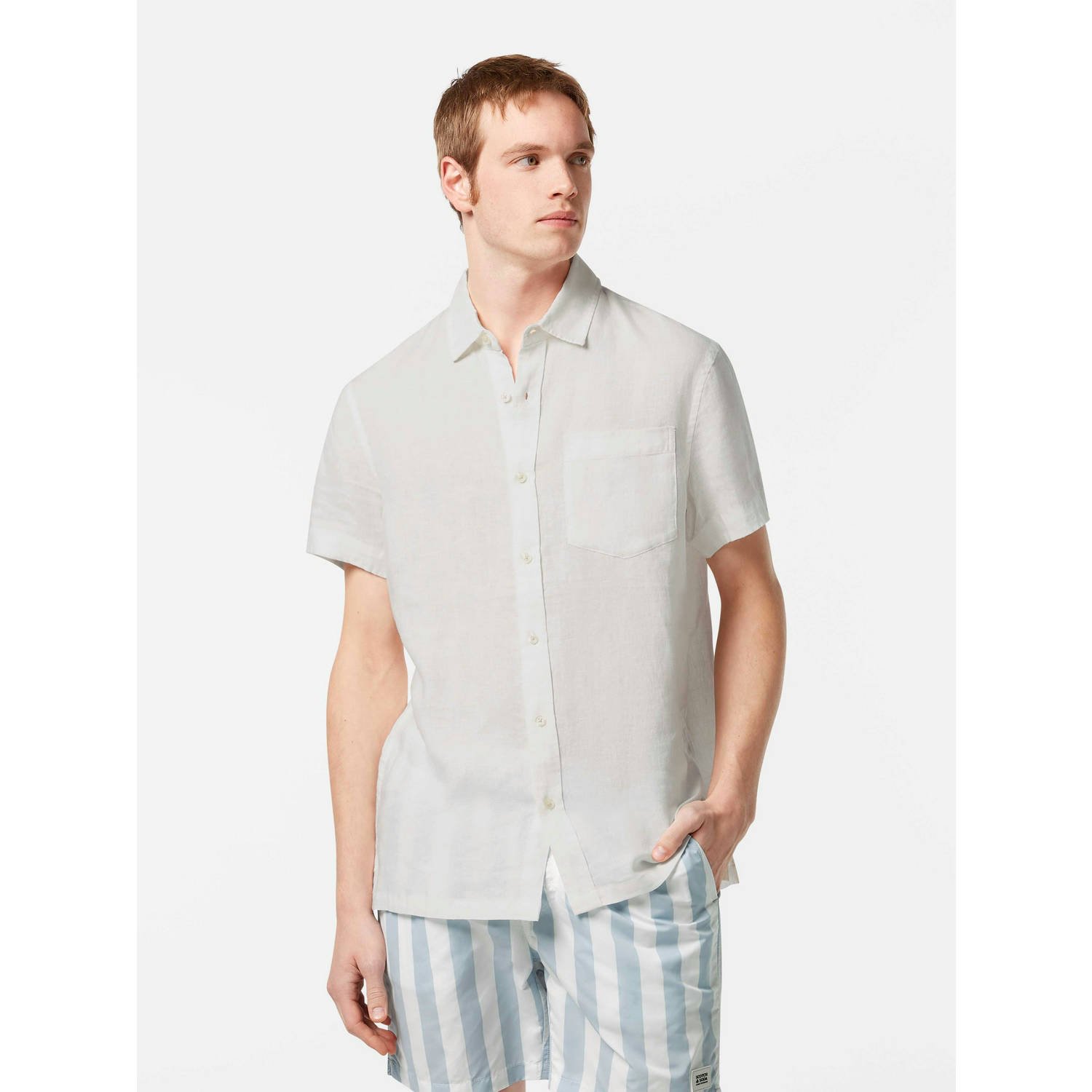 SCOTCH & SODA Heren Overhemden Linen Shirt Ecru