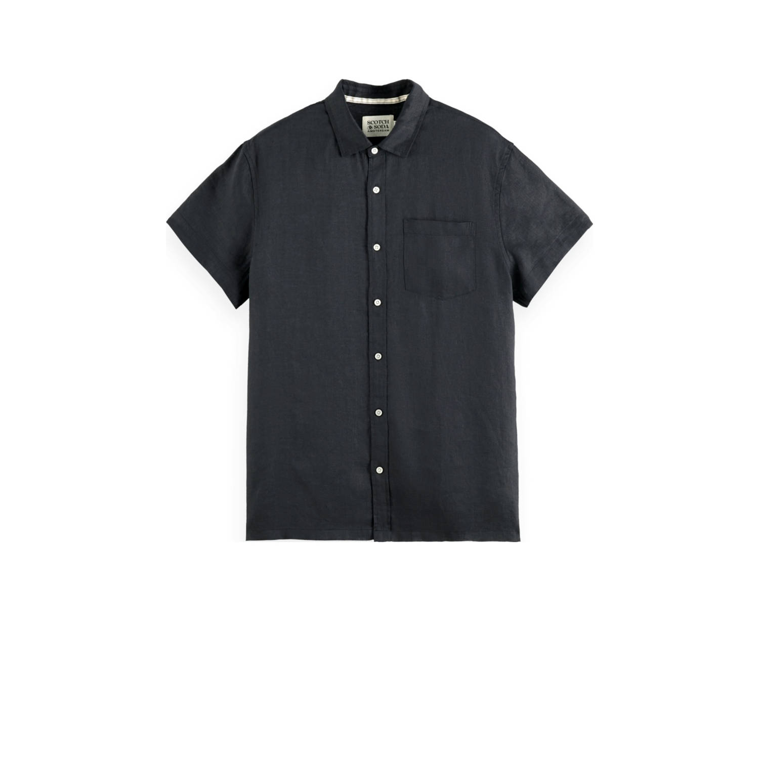 SCOTCH & SODA Heren Overhemden Linen Shirt Zwart