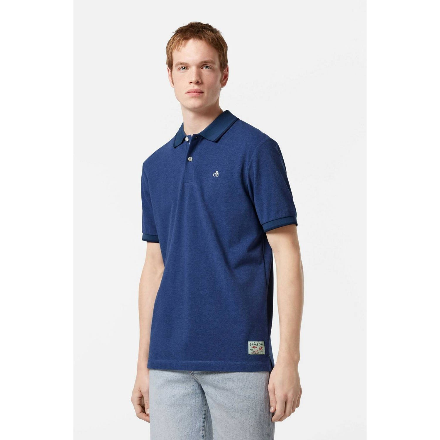 Scotch & Soda T-shirt Scotch & Soda Melange Polo Donkerblauw