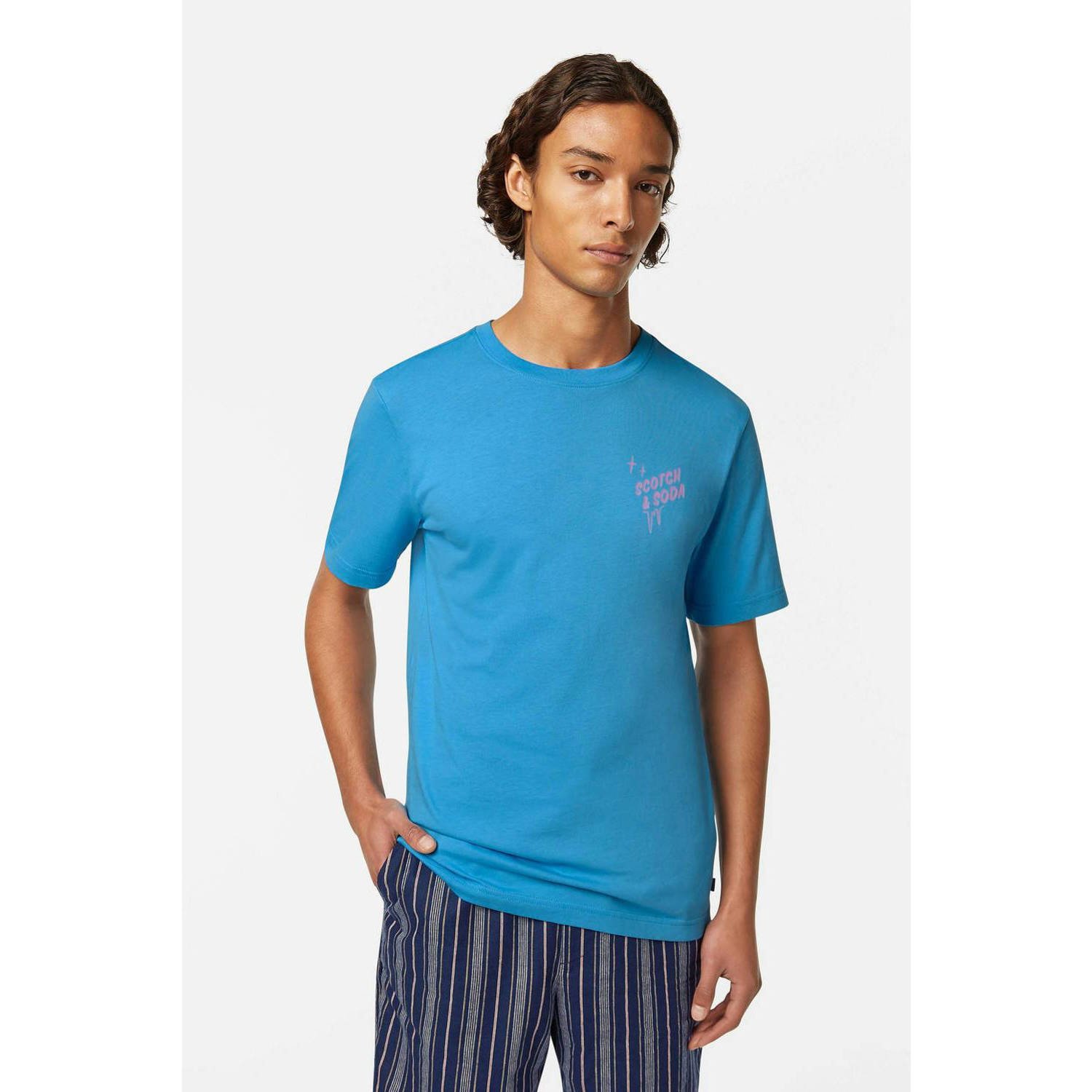 SCOTCH & SODA Heren Polo's & T-shirts Regular Fit Left Chest Logo T-shirt Blauw