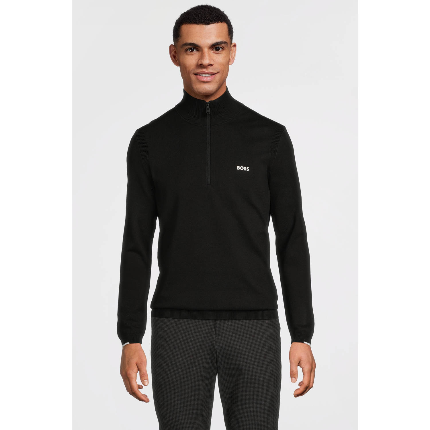 BOSS Green Stijlvolle en comfortabele Boss Ever-X_QZ Coltrui met Rits Black Heren