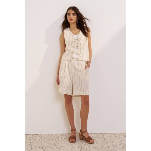 Ruby bermuda short krijtstreep met linnen beige afbeelding