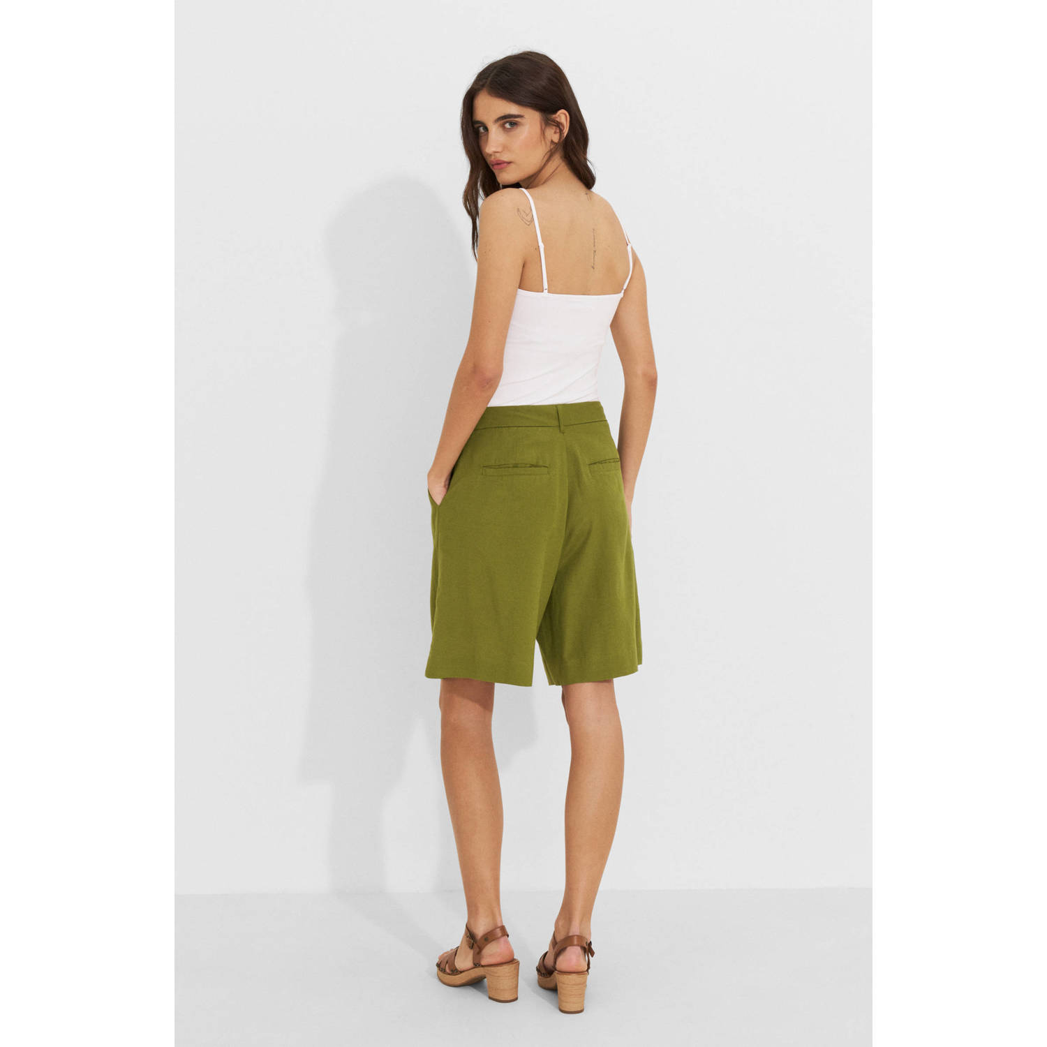 Ruby linnen bermuda short olijfgroen