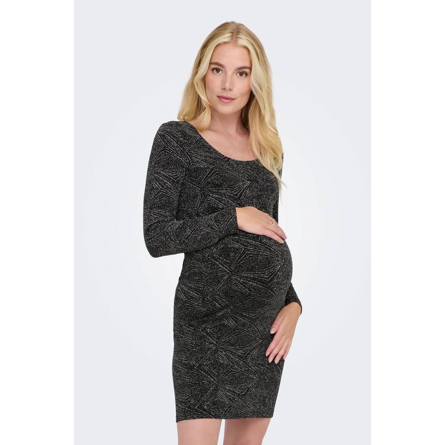 ONLY MATERNITY korte zwangerschaps jurk glitter zilver