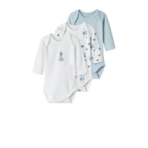 NAME IT BABY romper NBMBODY - set van 3 blauw/wit afbeelding