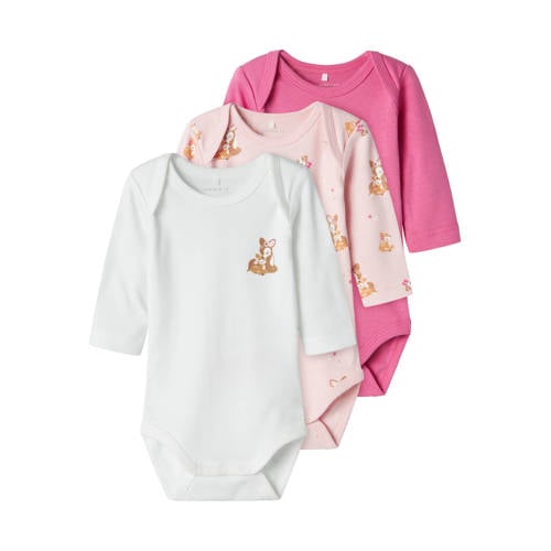 NAME IT BABY romper NBFBODY - set van 3 roze/wit afbeelding