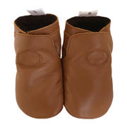 thumbnail: Cognackleurige jongens en meisjes Babysteps leren babyslofjes van textiel met effen
