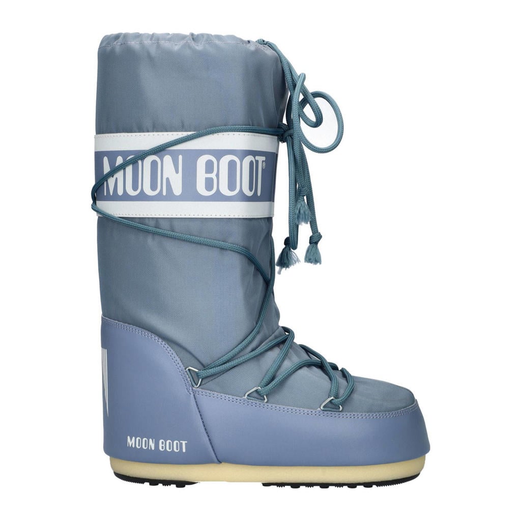 Grijsblauwe unisex Moon Boot The Original snowboots van nylon met veters en logo