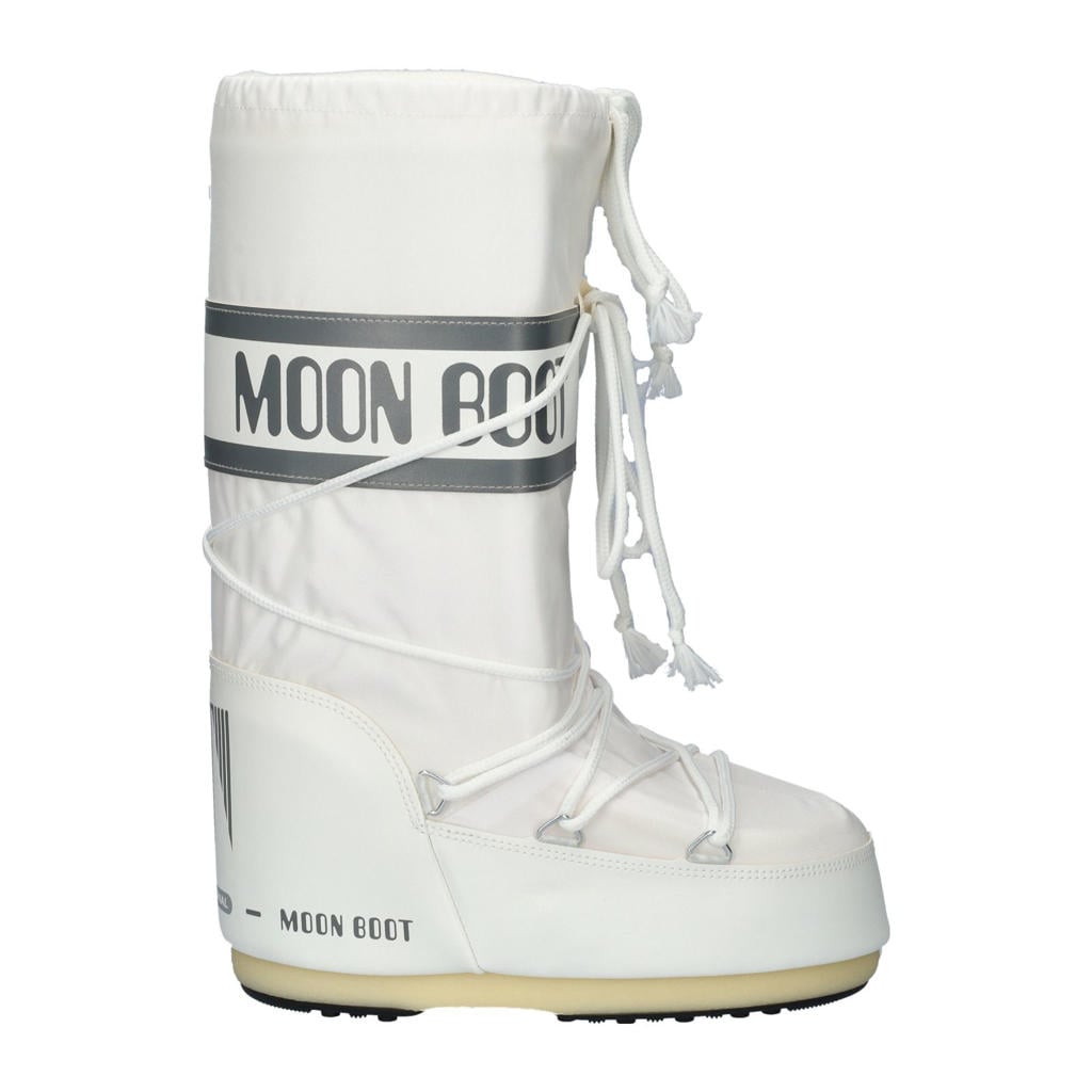 Witte dames Moon Boot The Original snowboots van nylon met veters en logo