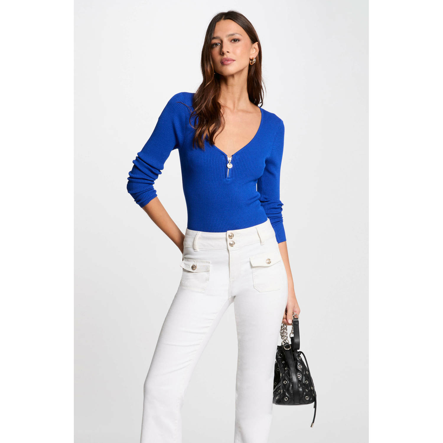 Morgan top blauw fijn gebreid