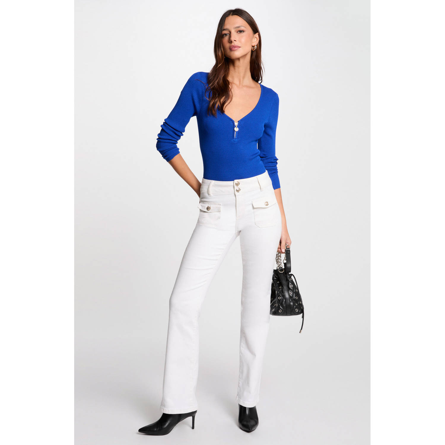 Morgan top blauw fijn gebreid