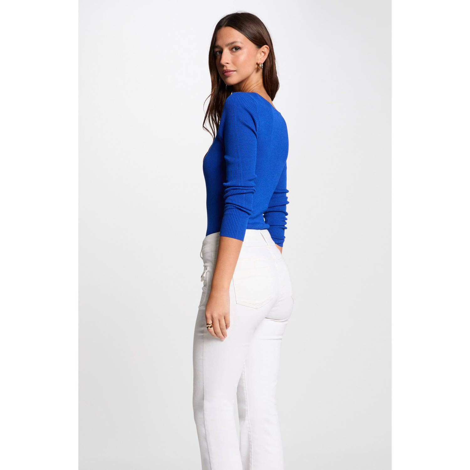 Morgan top blauw fijn gebreid