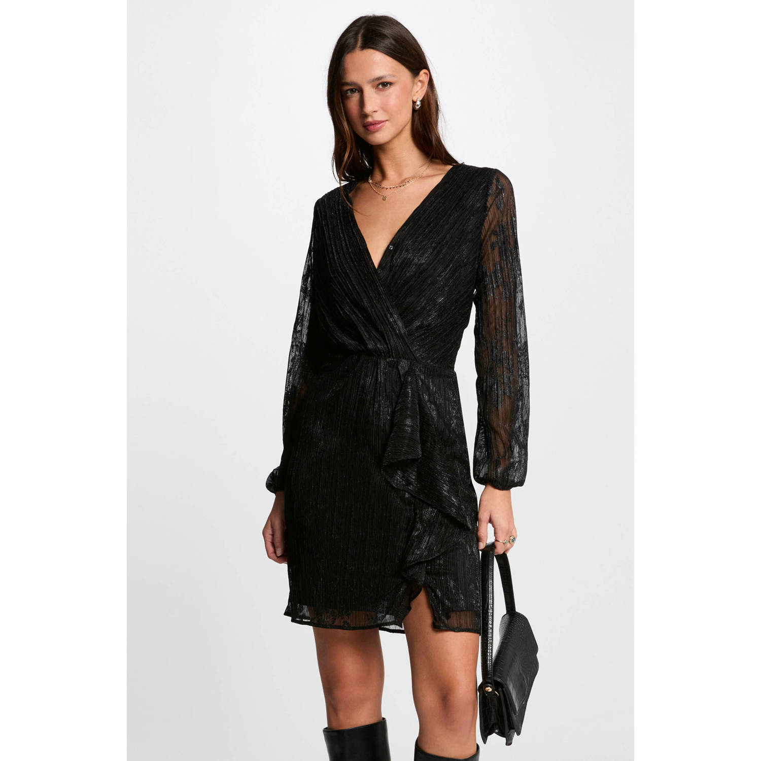 Morgan korte jurk met lurex zwart