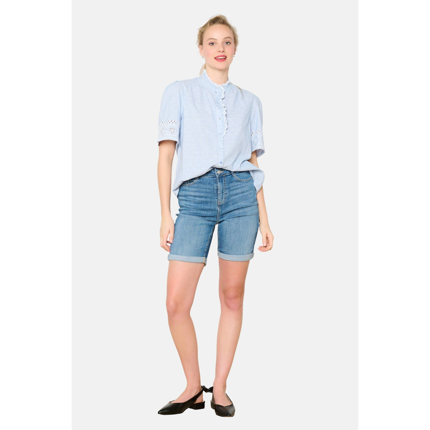 LOLALIZA straight regular waist denim short medium blue denim