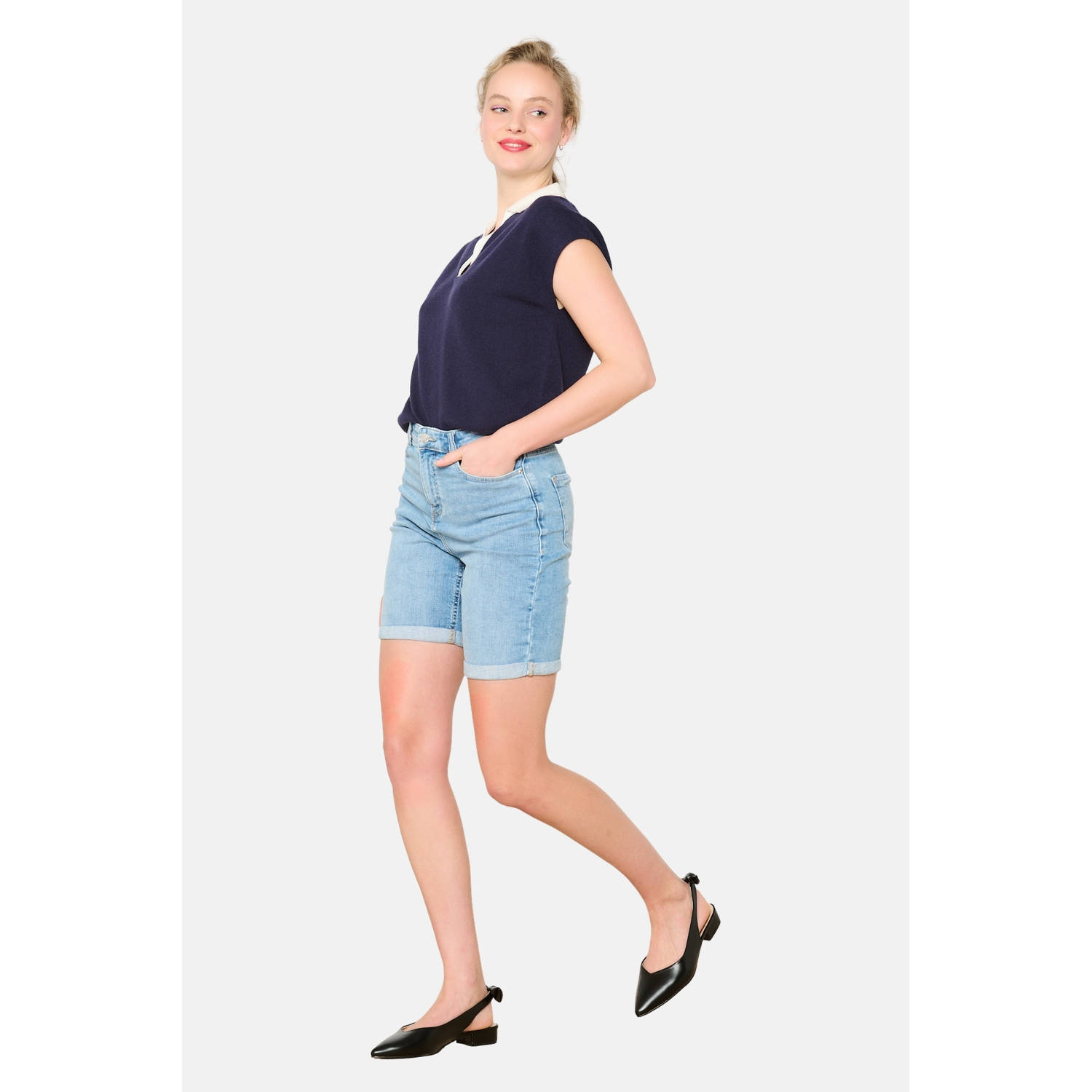 LOLALIZA straight regular waist denim short medium blue denim