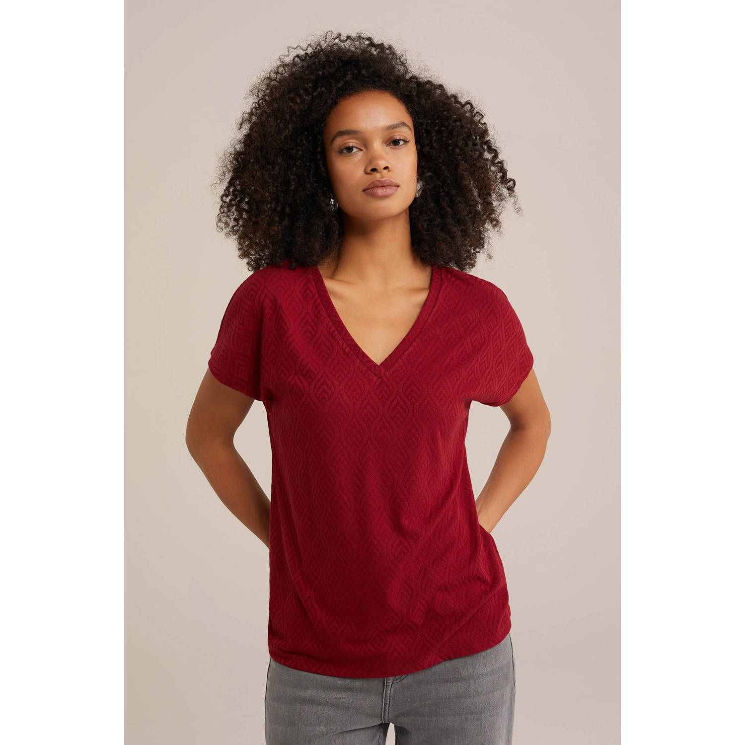WE Fashion T-shirt donkerrood