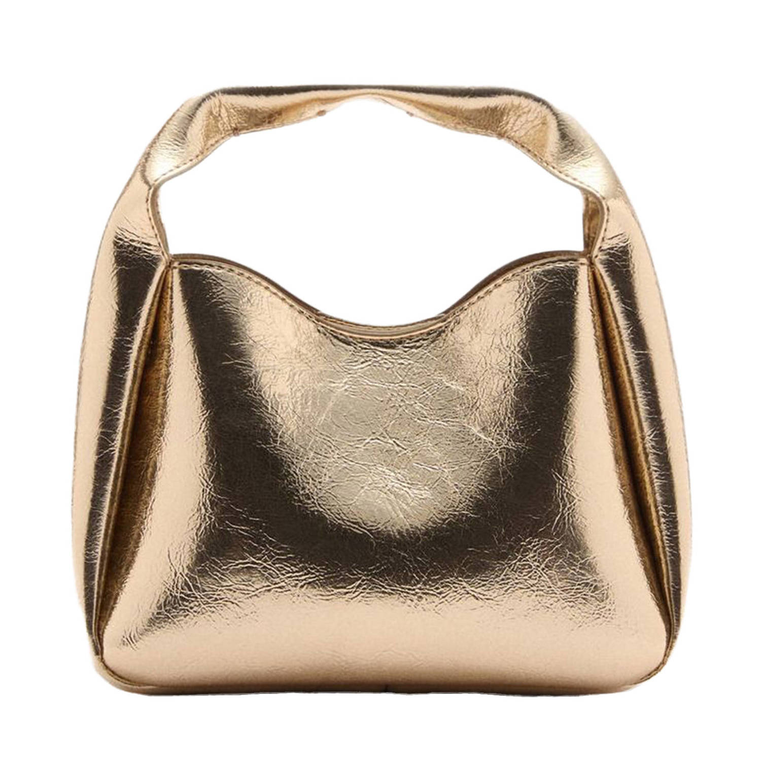 Mango metallic crossbody tas goudkleurig