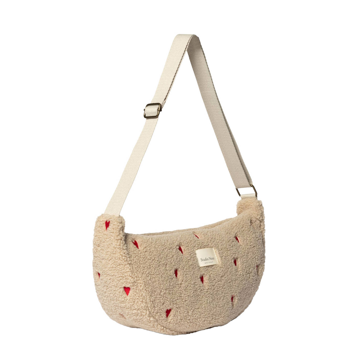 Studio Noos crossbody tas Teddy Hearts ecru