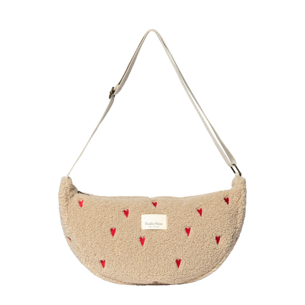 Studio Noos crossbody tas Teddy Hearts ecru