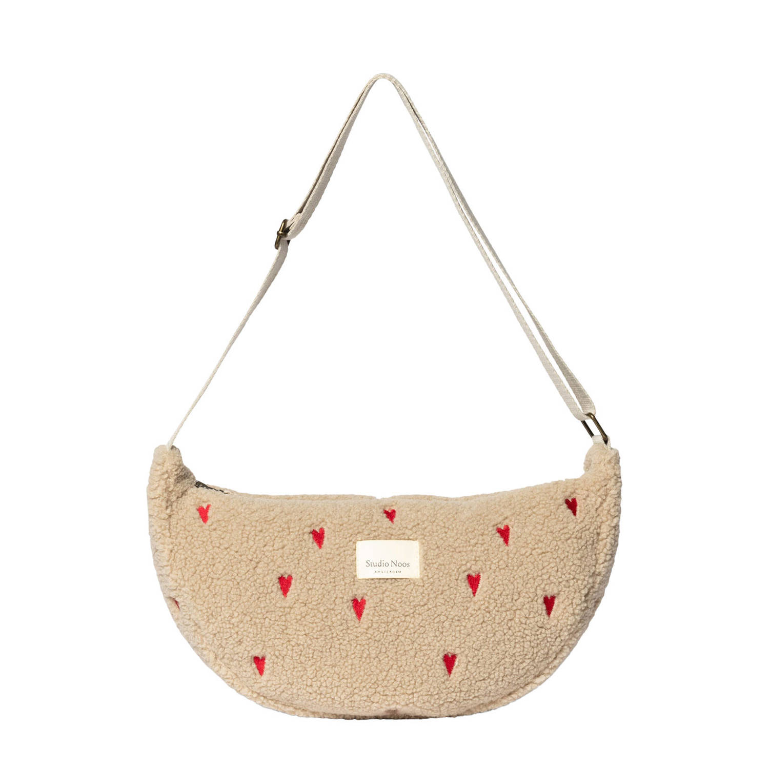 Studio Noos crossbody tas Teddy Hearts ecru