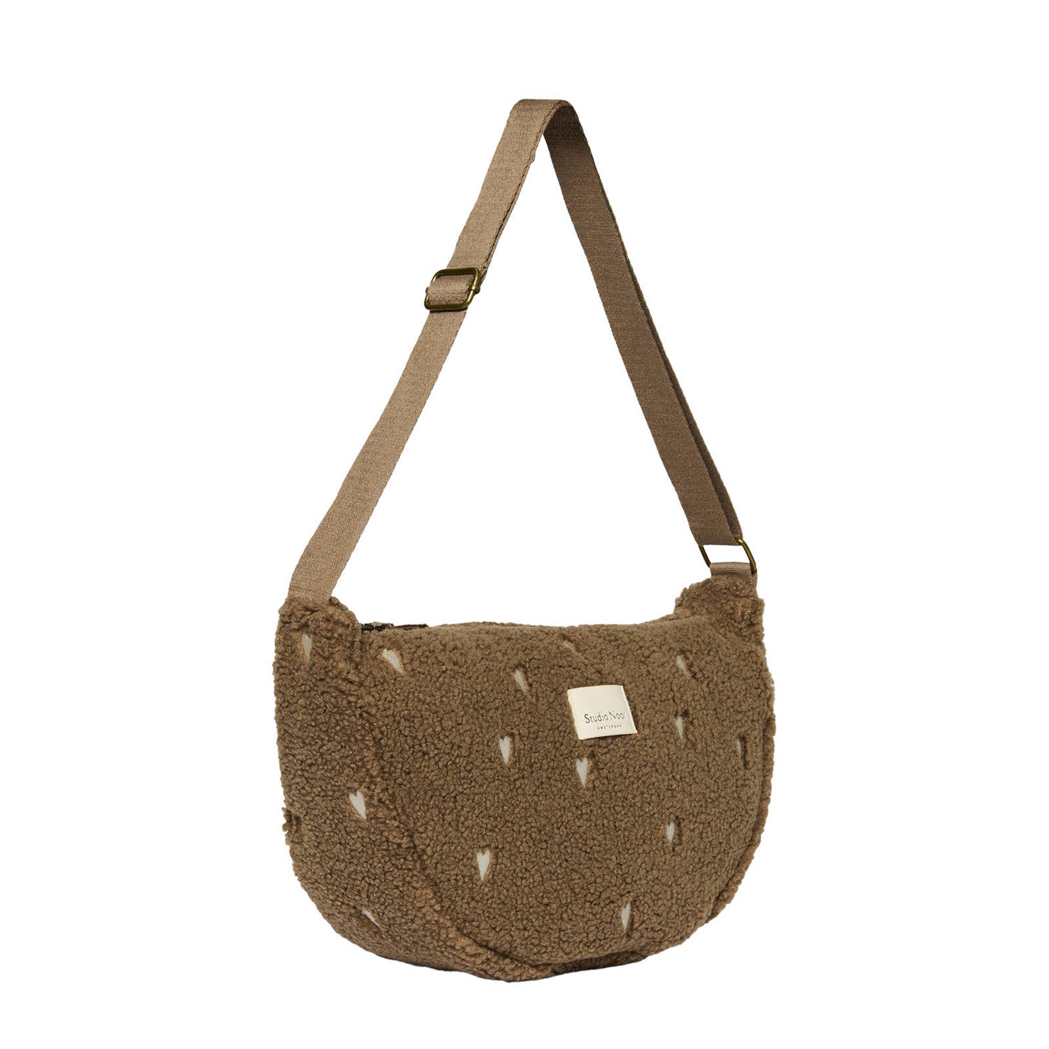 Studio Noos crossbody tas Brown Teddy Hearts bruin