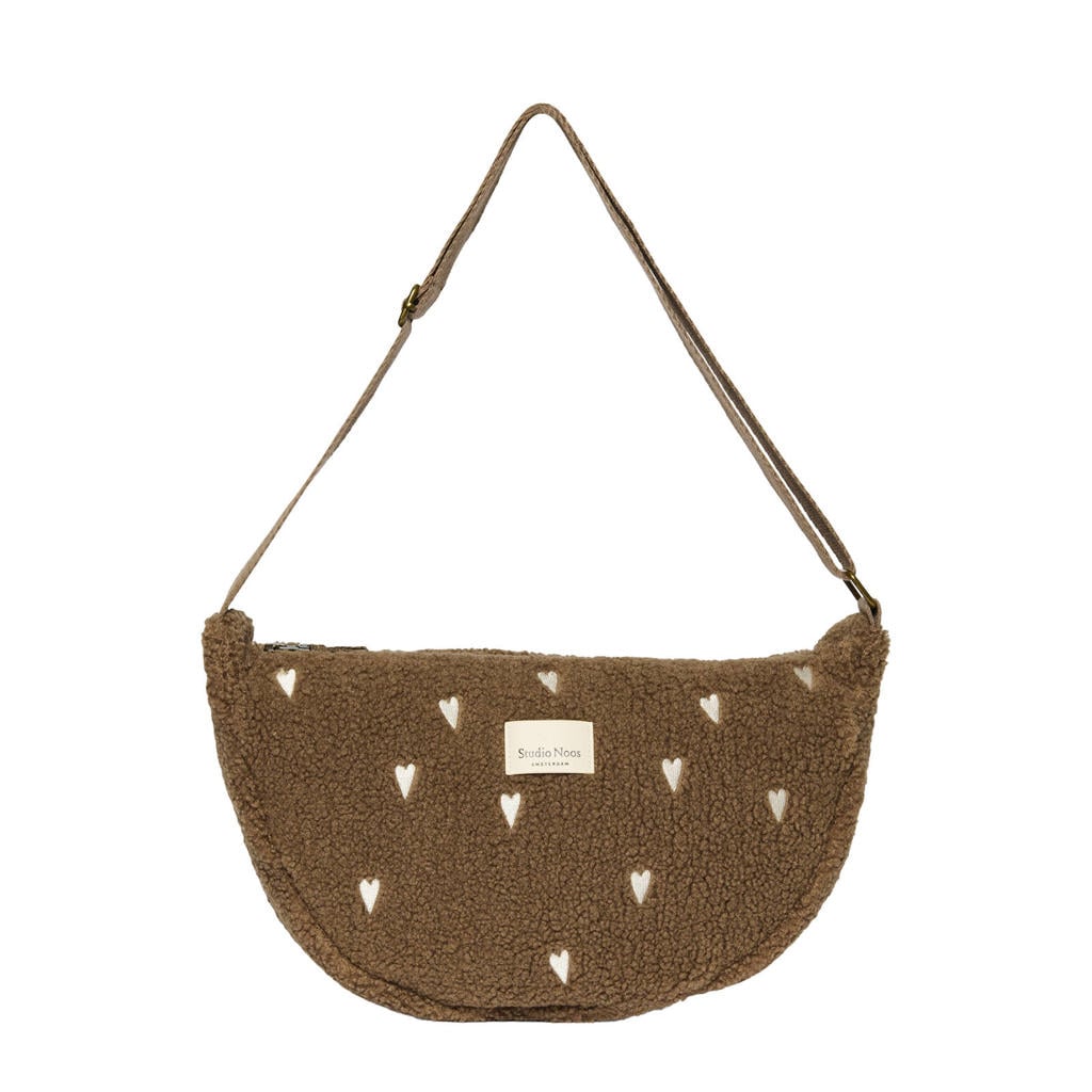 Studio Noos crossbody tas Brown Teddy Hearts bruin