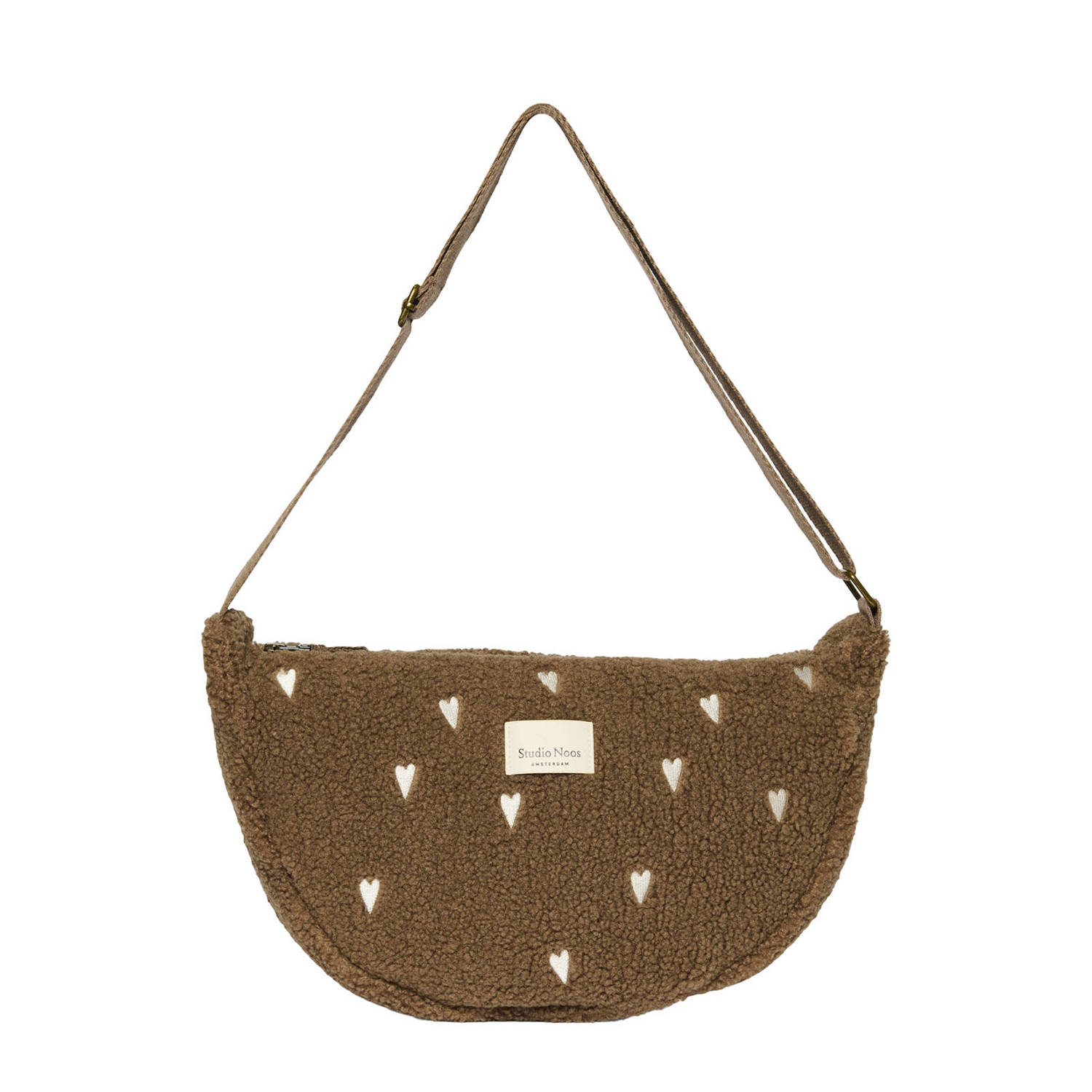 Studio Noos crossbody tas Brown Teddy Hearts bruin