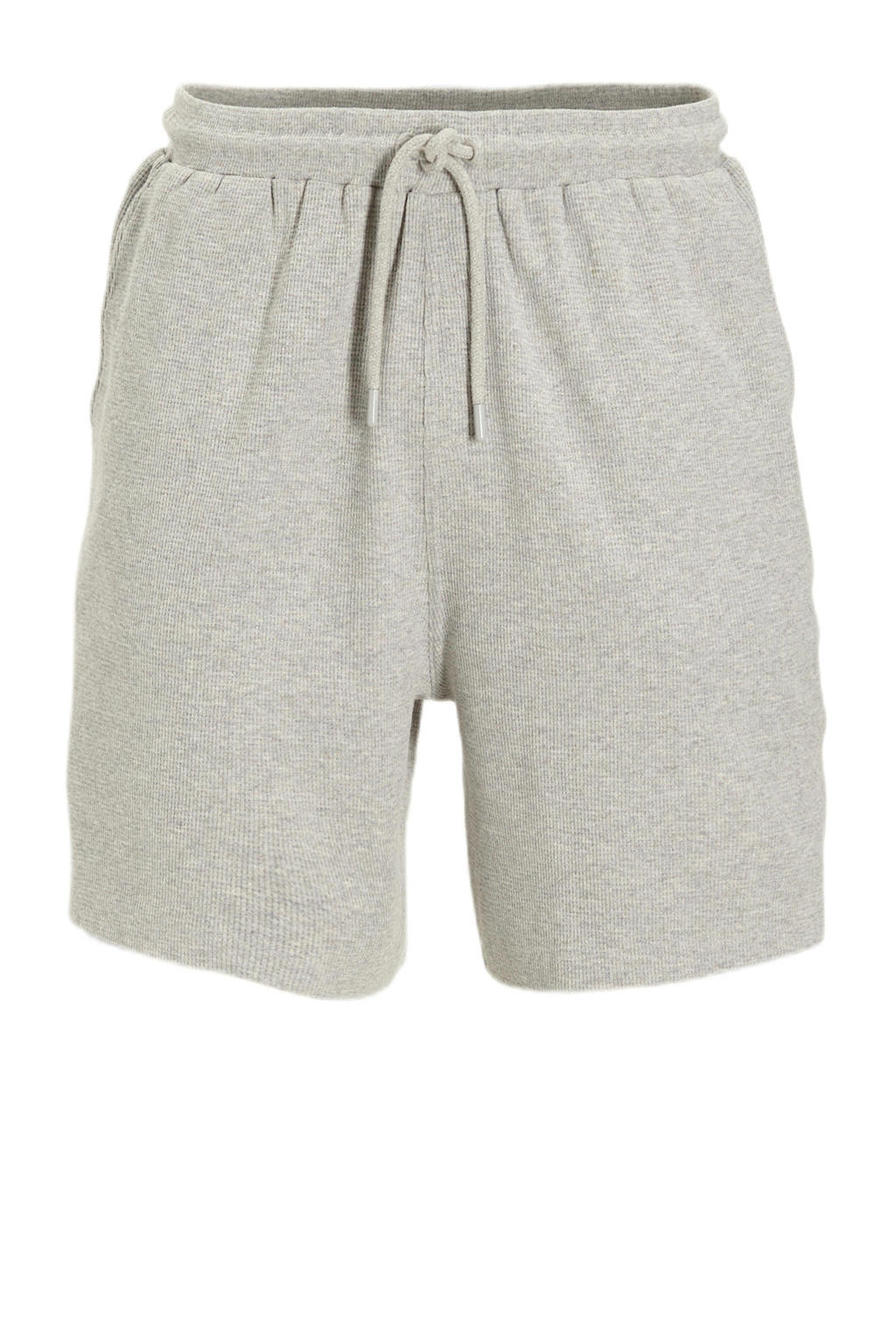 Anytime waffle short grijs melange