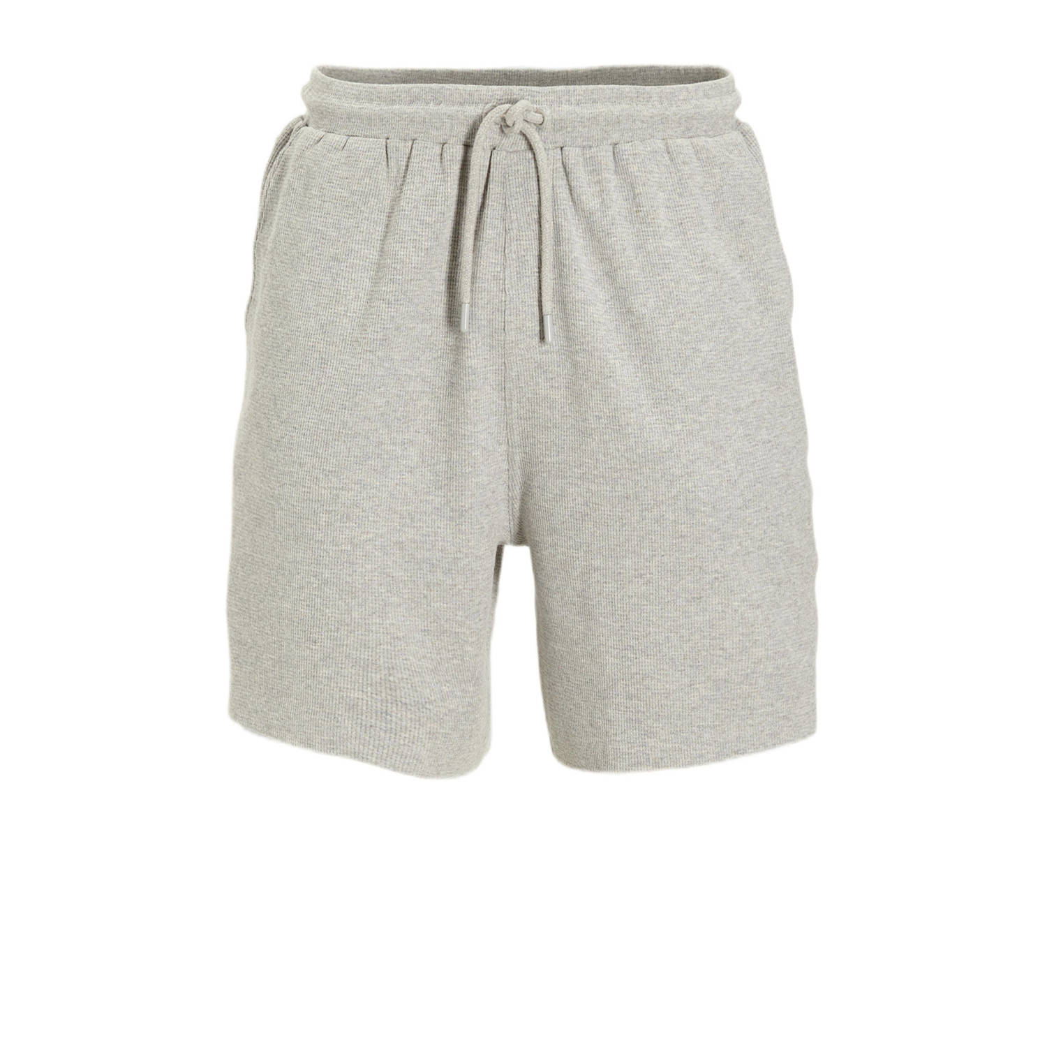 Anytime waffle short grijs melange