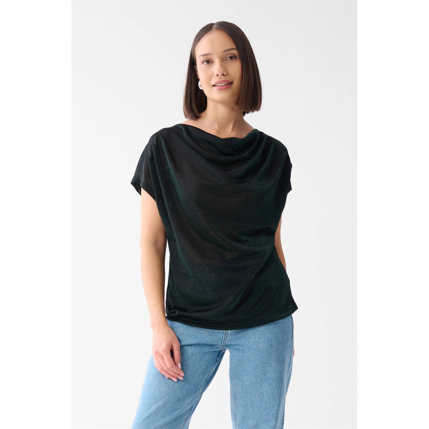 Shoeby glitter top donkergroen