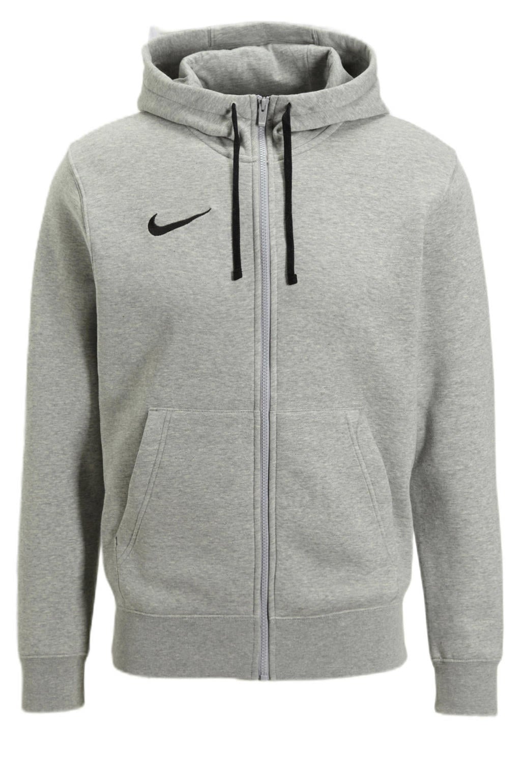 Grijs melange heren Nike sweatvest melange van katoen met effen, lange mouwen, capuchon en ritssluiting