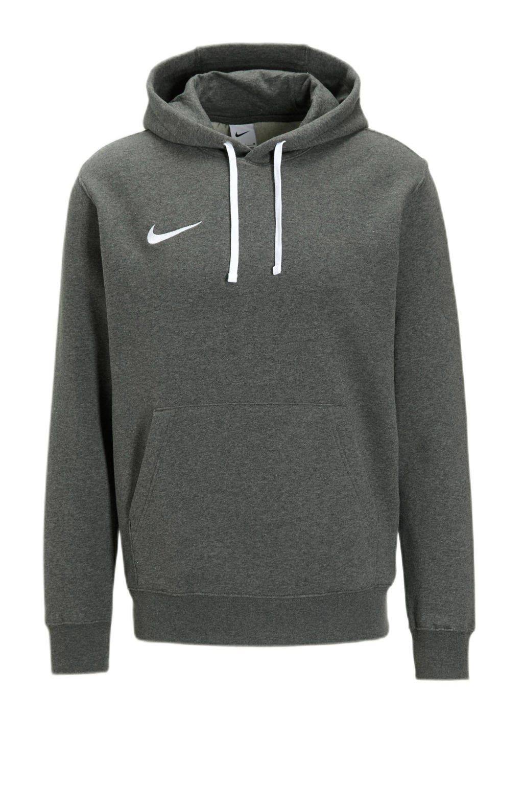 Antraciete heren Nike hoodie van sweat materiaal met effen, lange mouwen en capuchon