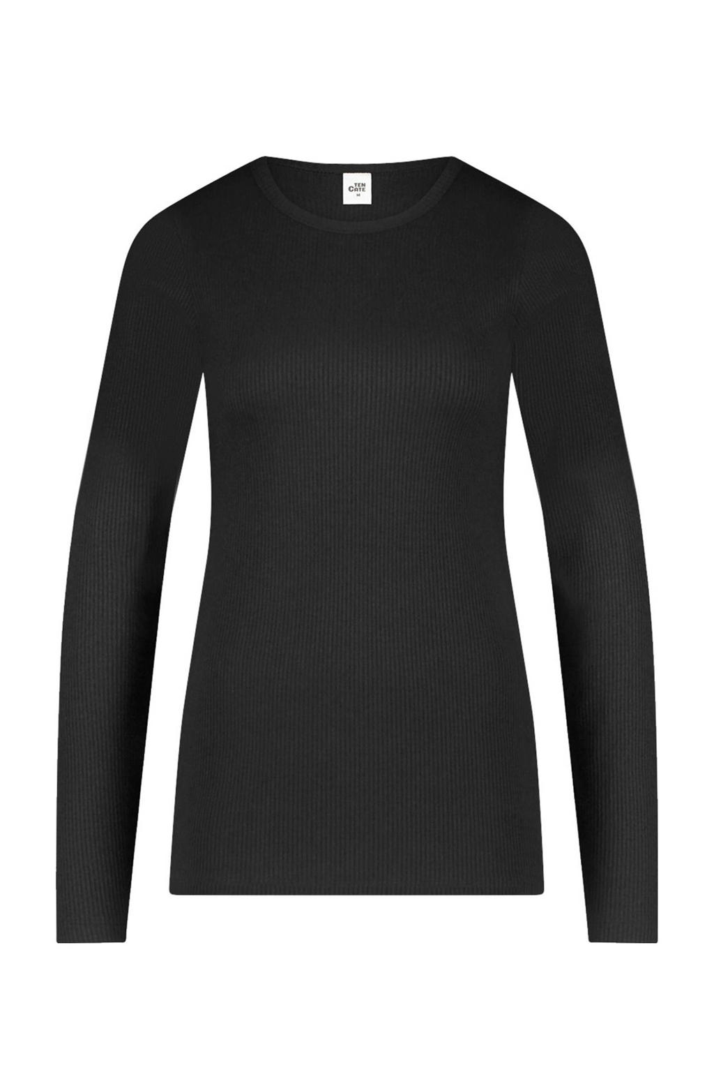 ten Cate thermoshirt met Viloft en ribstructuur zwart