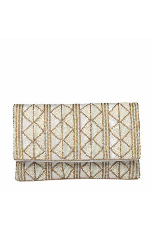  clutch met strass Aztek beige