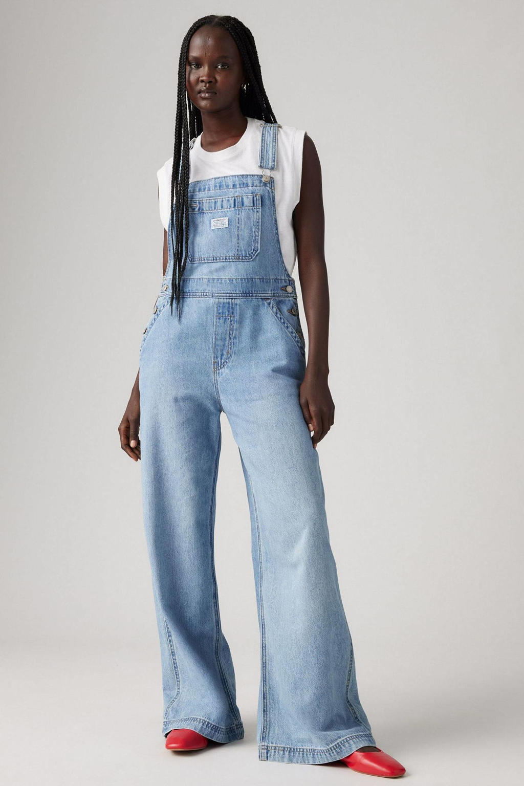 Levi's wide leg tuinbroek light blue denim