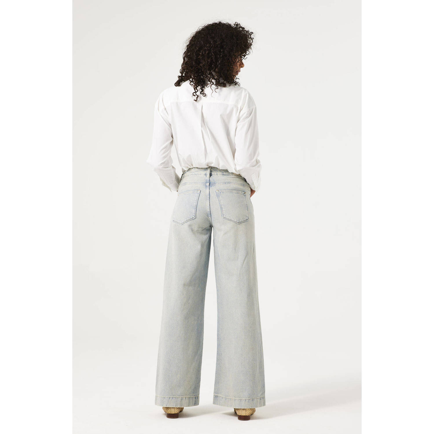 Garcia regular wide leg jeans light blue denim
